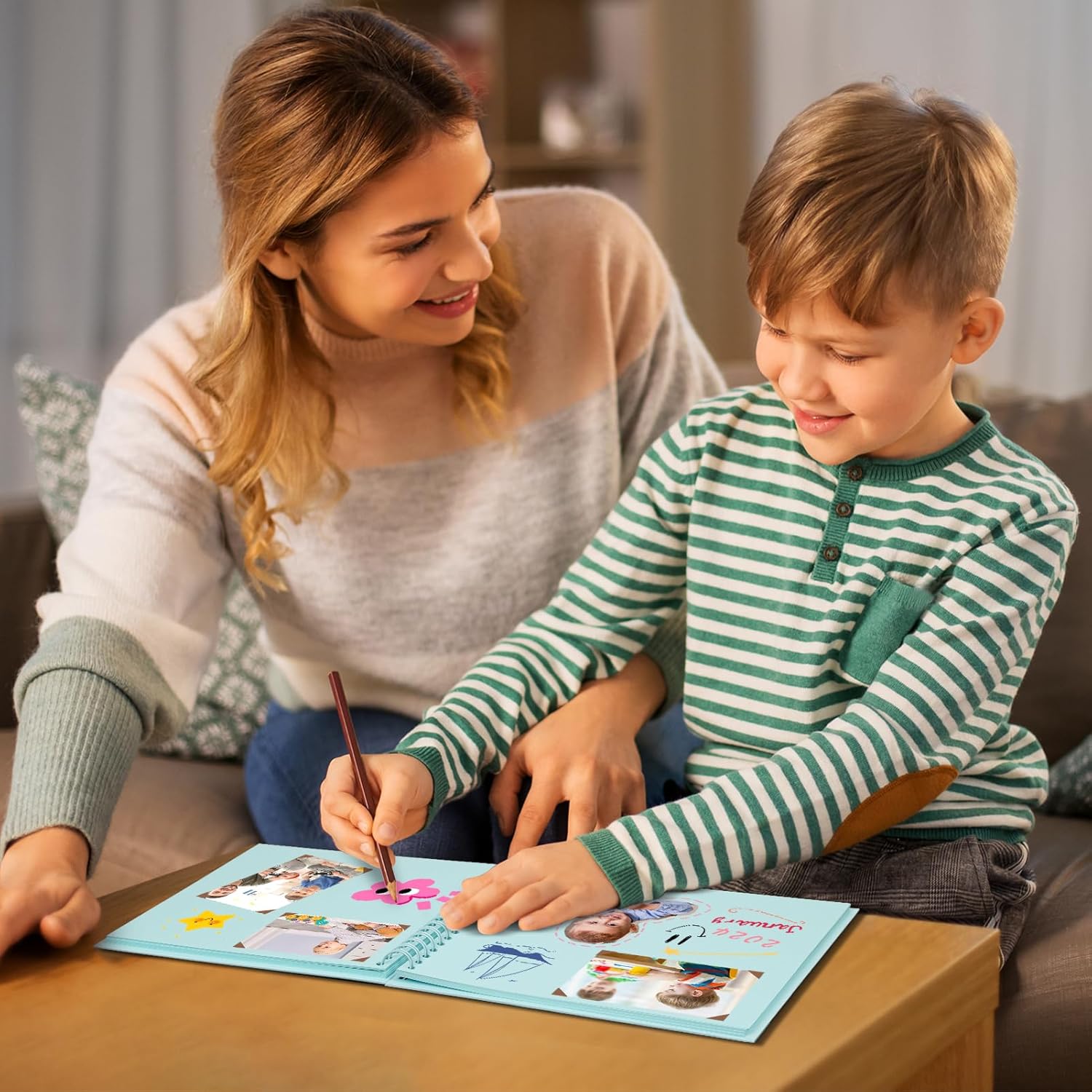 Scrapbook Album 12x12 Inches Photo Album Hardcover Kraft with Window Scrap Book Blank Memory Book for Baby Wedding Guest Book Couples Graduation Travel DIY Anniversary, 100 Pages LightBlue