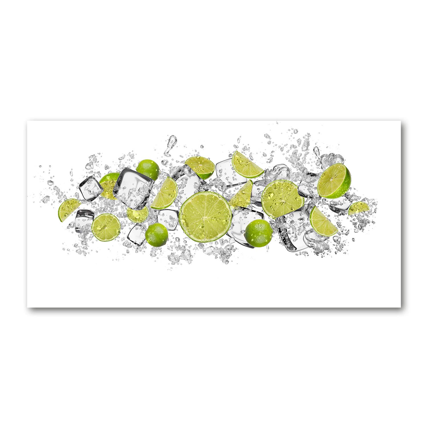Tableau Panoramique Haut de Gamme Impression sur Verre Tulup 120x60 Image Glaçons De Limonka Vert