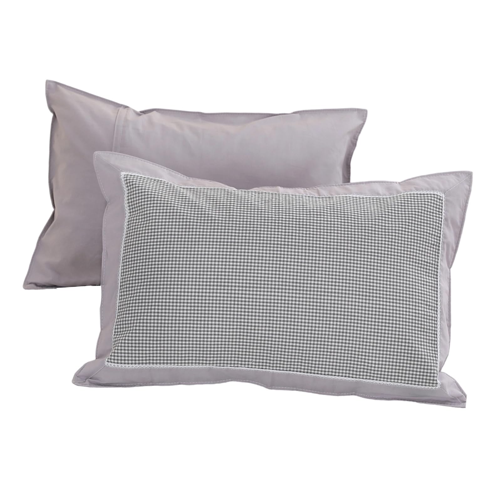 Tsophreniq 2 Pack Breathable Washed Cotton Fabric Checkered Pillow Covers Quick Drying Fabric Rectangular Pillowcase with Zippered Machine Washable Pillowcases