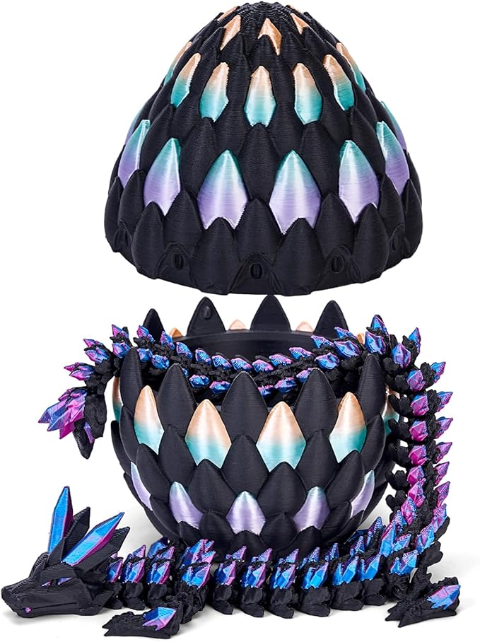 TBOLINE 3D Printed Dragon Eggs Easter Basket Stuffers,Easter Dragons Egg Hunt Supplies,Prefilled Easter Eggs with Toys for Kids Easter Gift Ideas