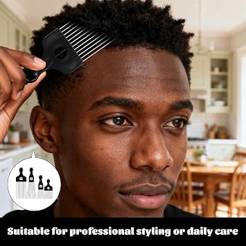 4 Pcs Afro Comb,Stainless Steel Hair Pick,Afro Hair Comb,Wide Tooth Comb Professional Afro Pick for Women/Men,for Hair Care and Styling Afro Curly Hair Style