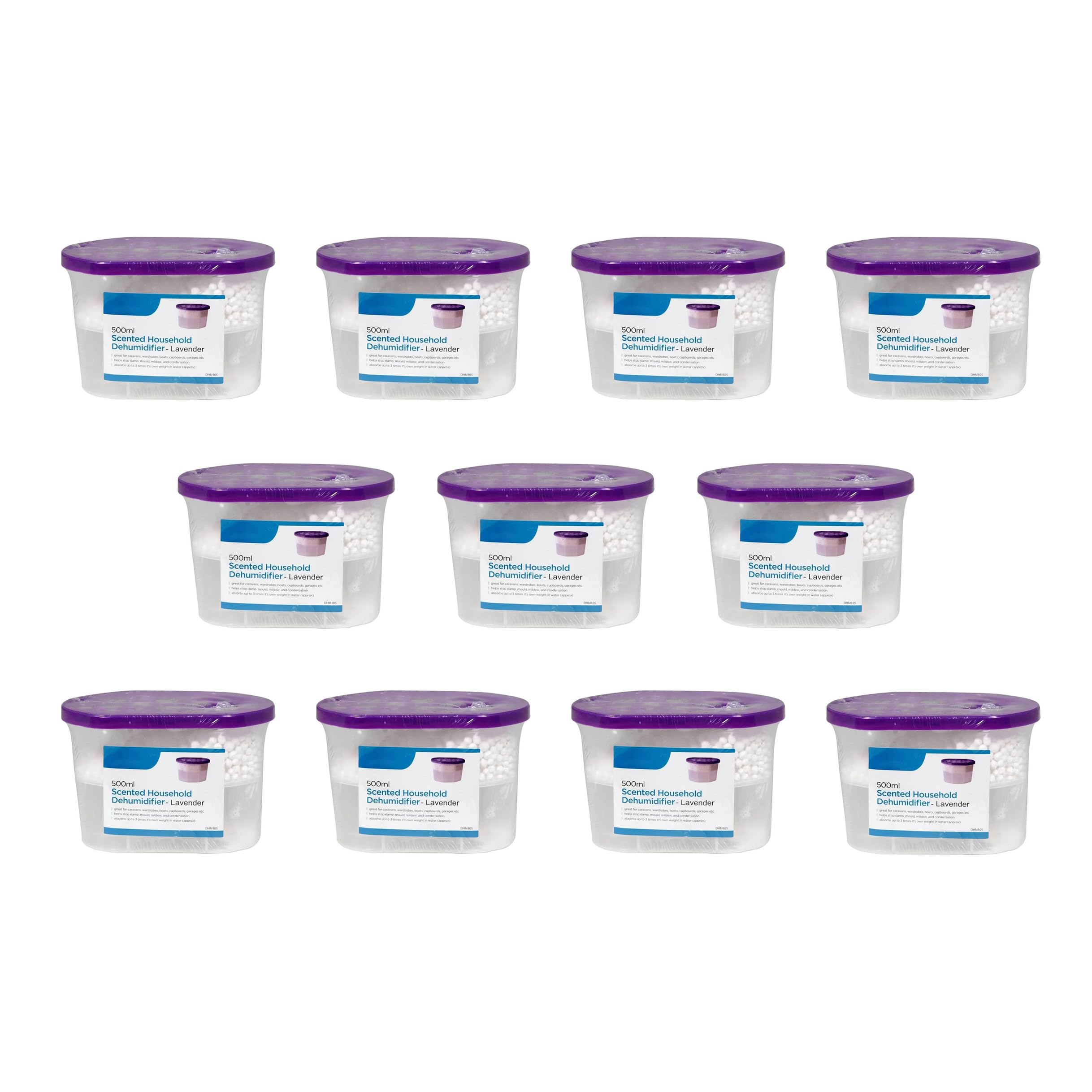 Homezone White Marco Paul 10 X Dehumidifiers For Home Disposable Damp Absorber Household Condensation Absorbers Scented Small Dehumidifier Household Essentials (Lavender Dehumidifier (500Ml) - 10)