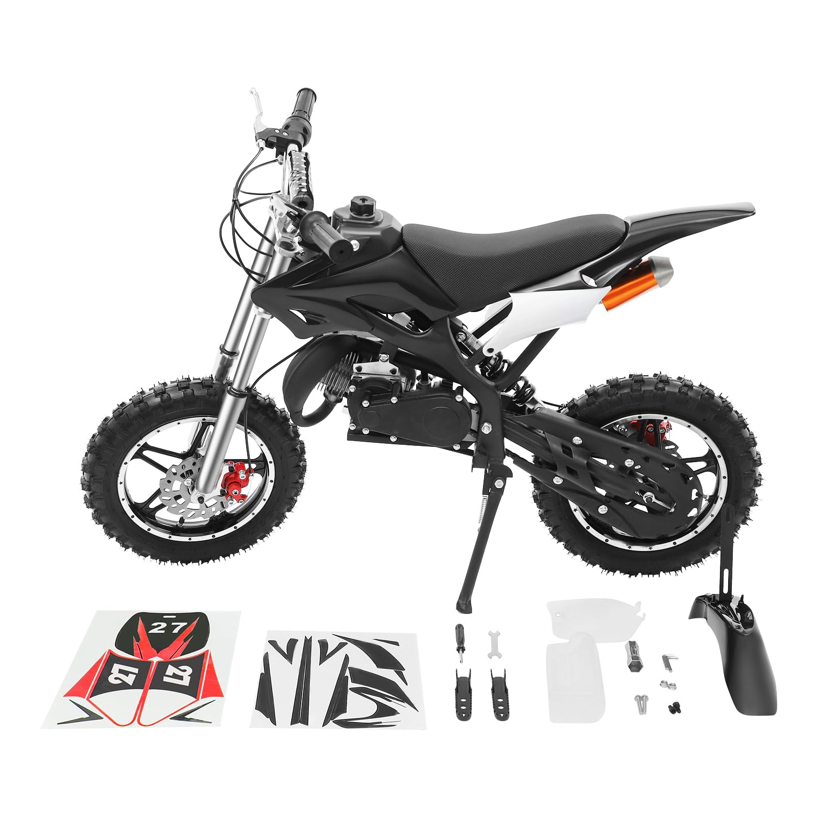 49ccm Kinder Dirt Bike Mountainbike 100KG Maximale Tragfähigkeit 10 Zoll Kinderfahrrad Cross Bike Für Straße/Gelände/Park (Schwarz)