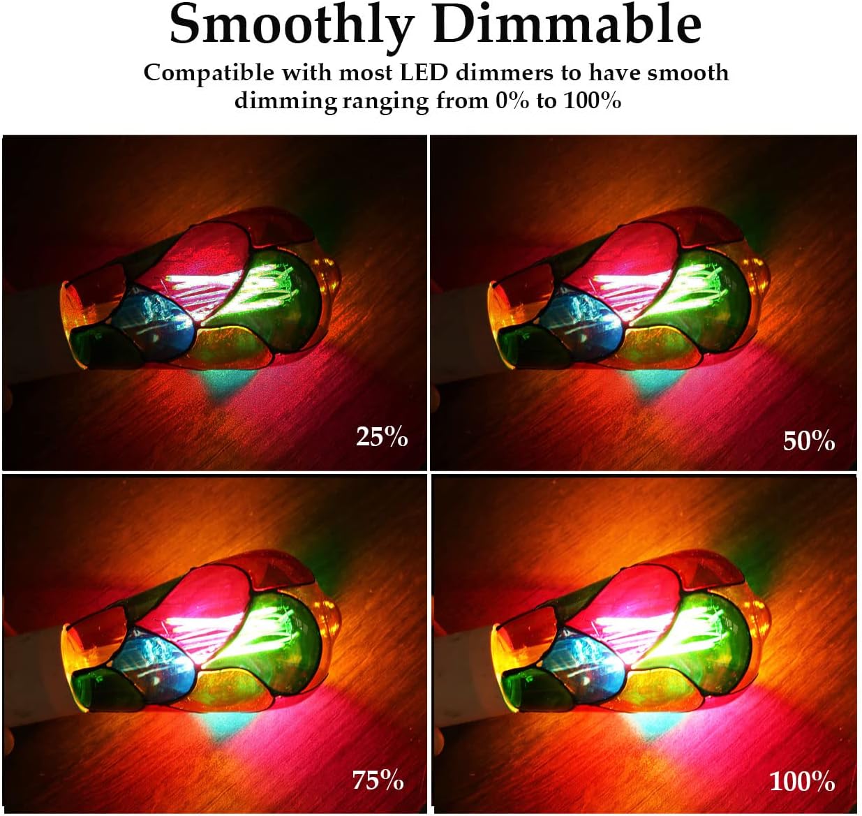 Dimmable Stained Glass LED Light Bulb 6W AC120V, 60W Halogen Bulb Equivalent, E26 ST64 Color LED Light Bulbs for Home Party,Festive Atmosphere,Home Lighting,Bedside Lamp,2 Pack