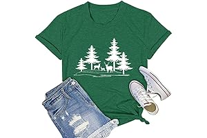 Funny Christmas Graphic Women Pine Tree Shirt Summer Hiking Camping Athletic Tees...