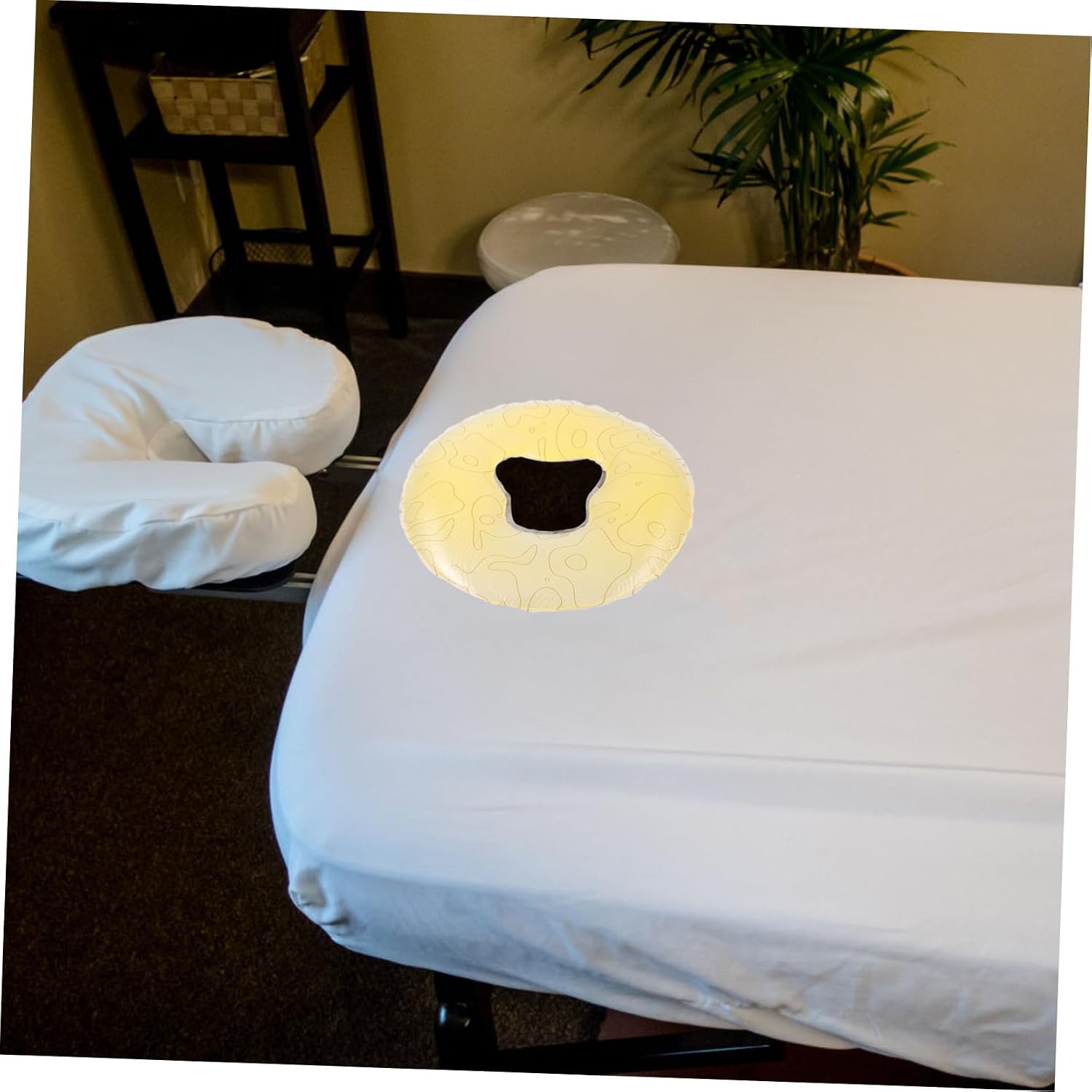 Silicone Face Pillow Detachable Pad for Massage Table, round Yellow
