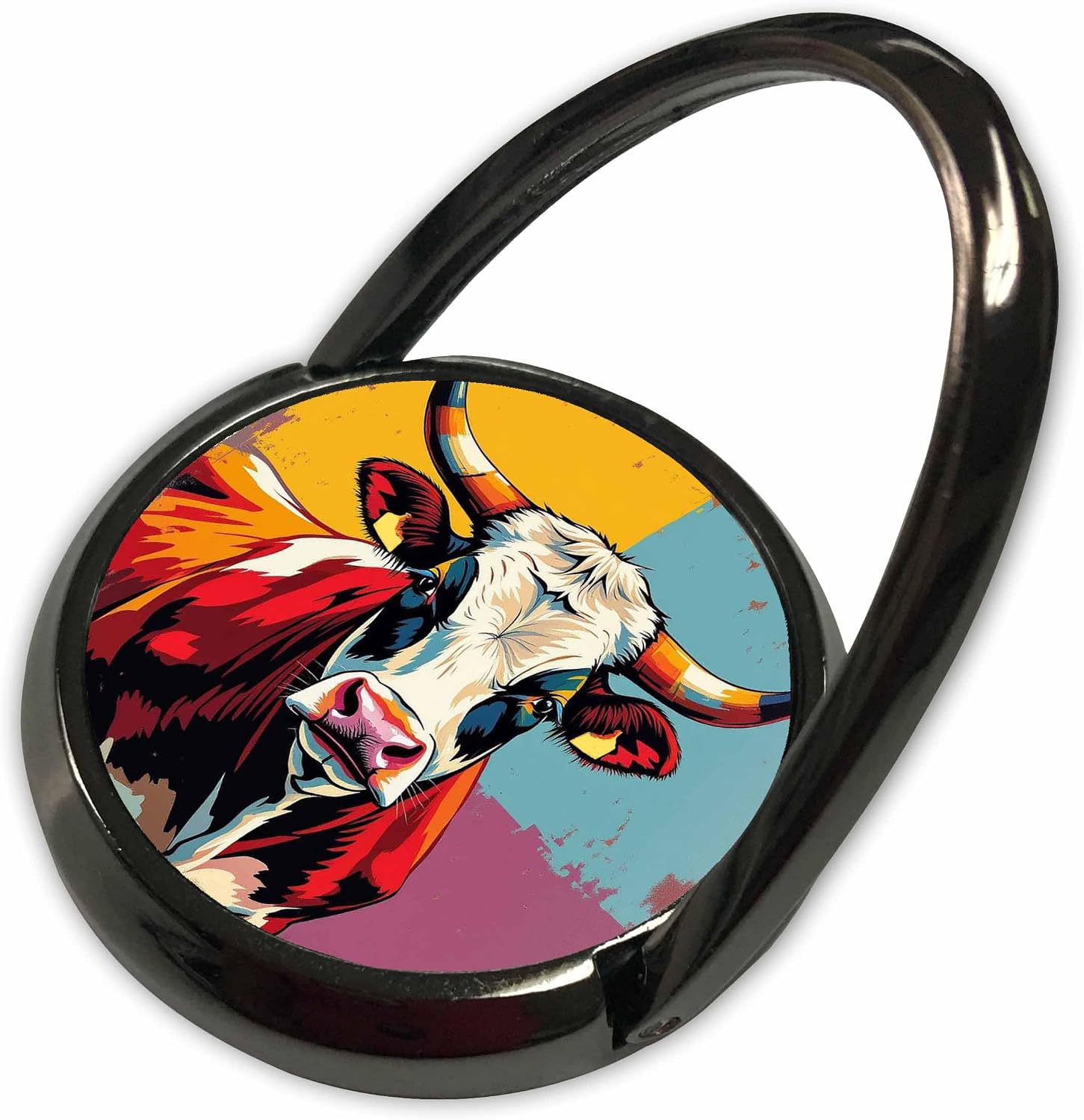 3dRose Amazing Longhorn Bull. Colorful Background. Wonderful Artsy Gift Phone Ring