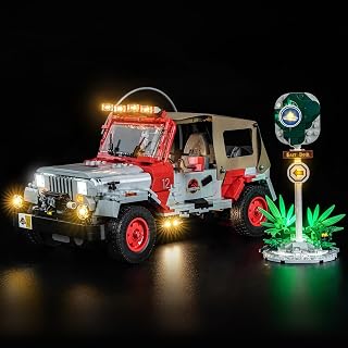 LocoLee Light kit Compatible with Lego 77984 Jurassic Park Jeep Wrangler- Not Actual Model Only Lights, LED Lighting Accessories for LEGO Jurassic World Display Collectors (Standard Version)