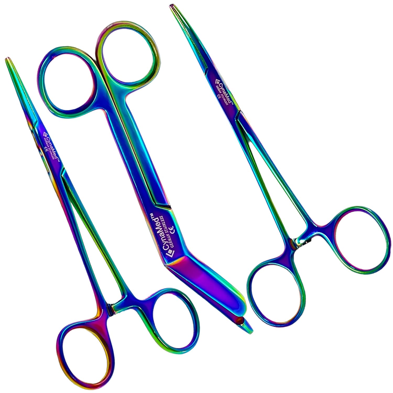 ArTLaB-Premium Hemostats Forceps,Straight, Curved 5.5" & Lister Bandage Scissors 5.5" Ideal for Nurses, EMT, Firefighter, Fisherman, Hobbyist, 3 pcs Set (Rainbow Set of 3 PCS)