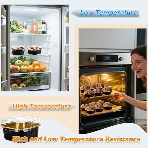 Miniatura 5 de 50 piezas de mini tazas cuadradas para hornear con tapas, mini moldes de papel de aluminio de 5 onzas con tapas, moldes desechables para tartas,