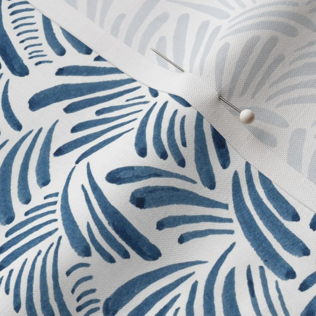Spoonflower Fabric - Abstract Waves Coastal Nautical Ocean Blue White Small Scale Indigo Printed on Petal Cotton Fabric Fat Quarter - Sewing Quilting Apparel Crafts Decor