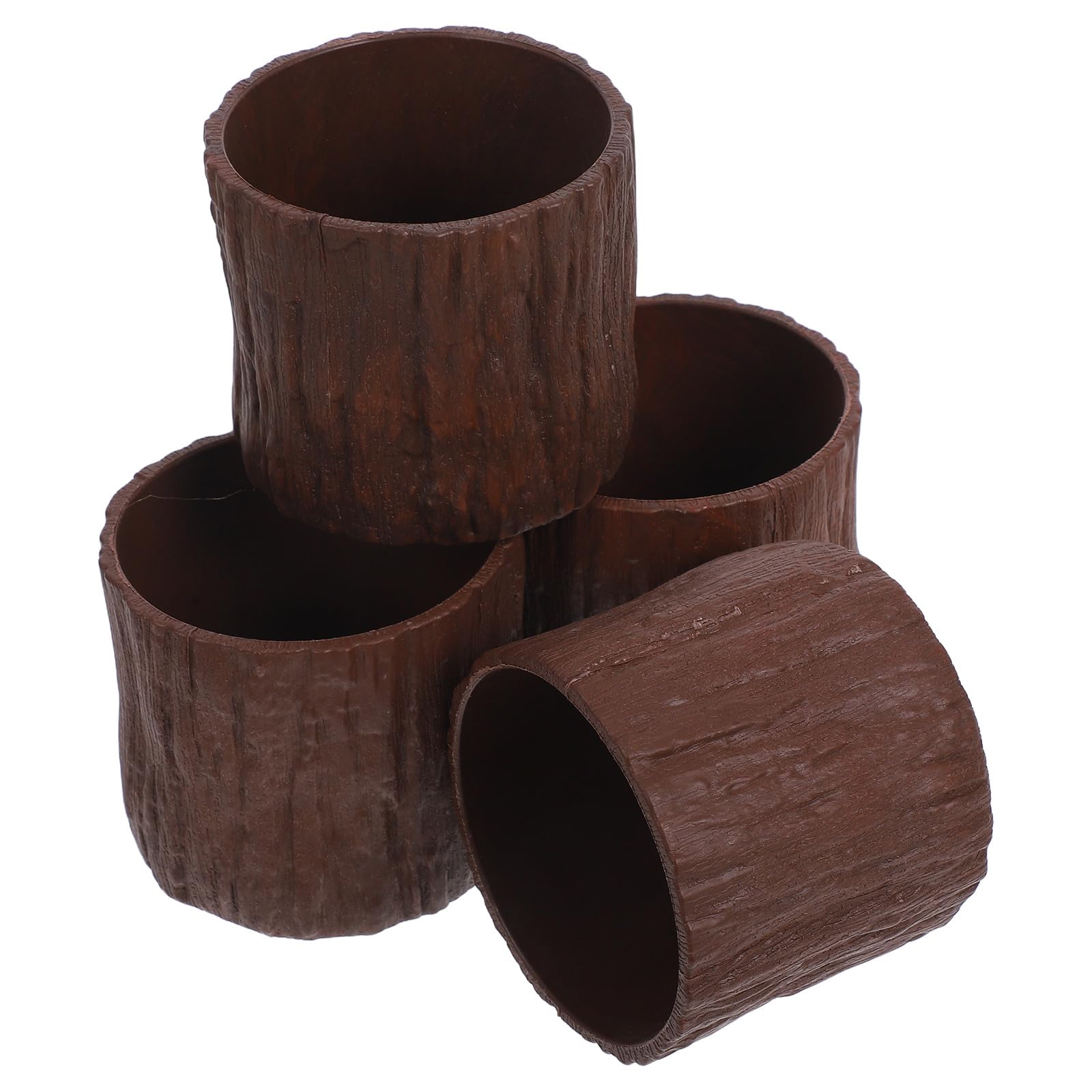 Pot de fleurs miniature en plastique effet bois rustique NUOBESTY pour petites succulentes x4