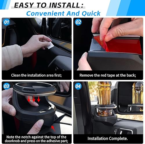 Miniatura 5 de Portavasos de ventana compatible con Ford Bronco 2021-2024 24 puertas, portavasos de puerta para accesorios Bronco (asiento delantero derecho)