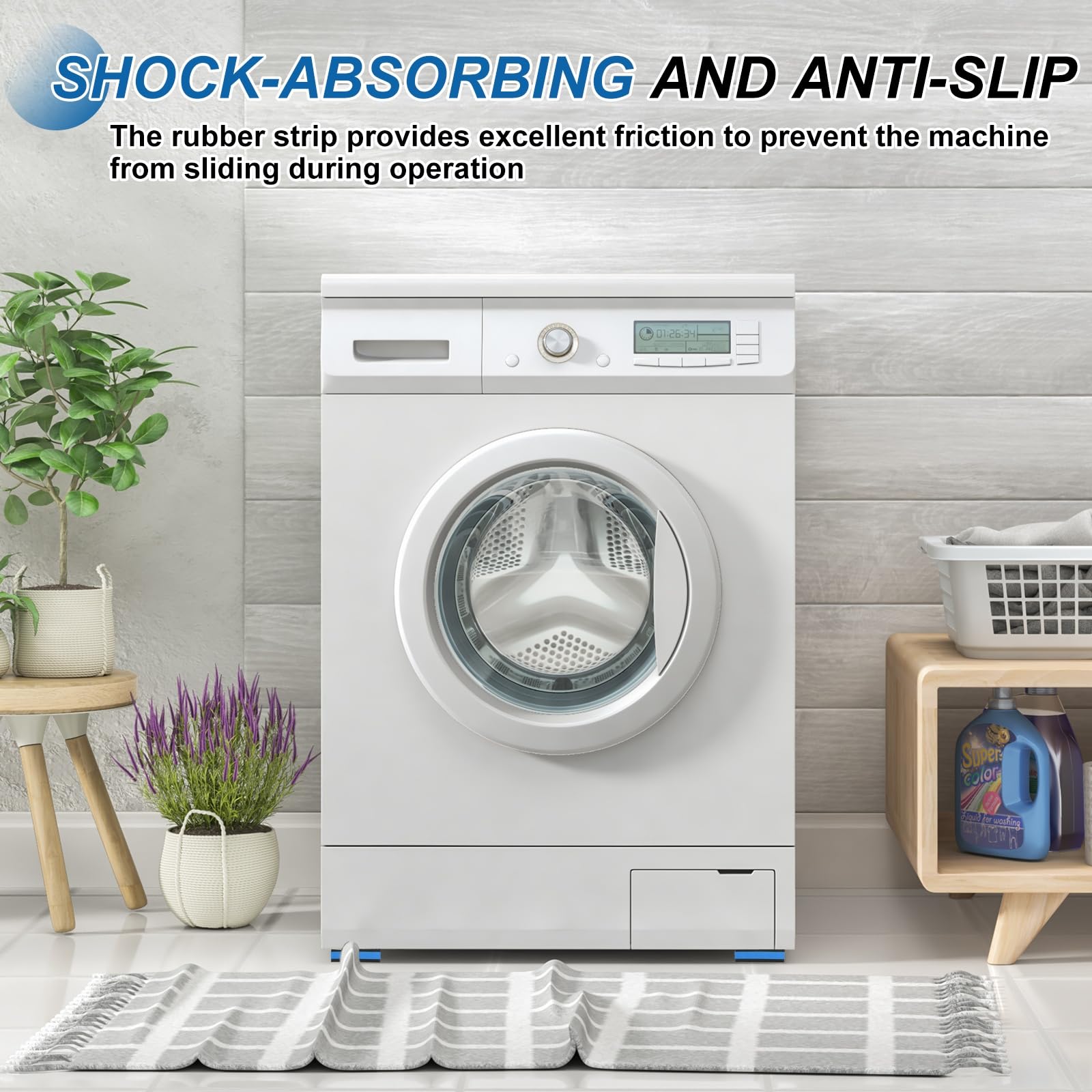 PATIKIL Pads Antivibratiles En Caoutchouc, Lot De 4 Carrés En EVA Pour Isolation Vibratoire Pour Système HVAC Climatiseur Compresseur D'Air Lave-Linge Sécheuse, Noir/Bleu (4" x 4" x 7/8")