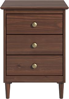 Jela-USA Solid Pine Wood 3 Drawer Nightstand Spencer, Walnut