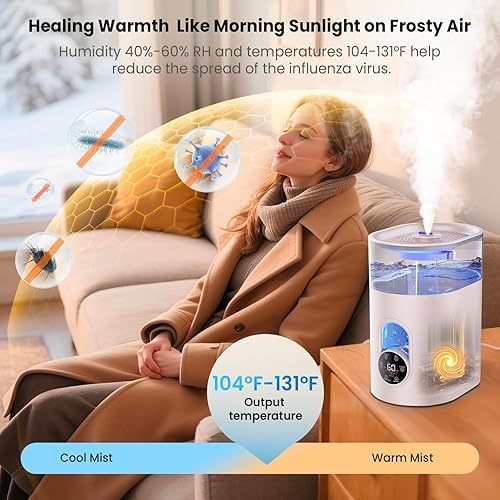 Miniatura 2 de Humidifiers for Bedroom Large Room Home - GloryAir 6L Quiet Top Fill Cool & Warm Mist Humidifier with Smart Humidity Control, Remote Control,