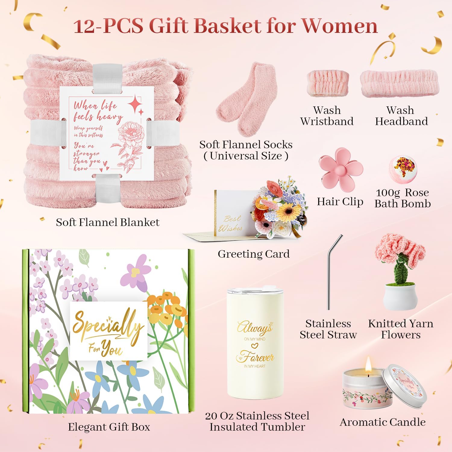 Valentines Day Gifts for Her Women Wife Girlfriend, Birthday Gifts for Women, Get Well Care Package, Relaxing Spa Gift Baskets Unique Gift for Women, Thinking of You Gifts for Mom, Sister, Friends - Image 2