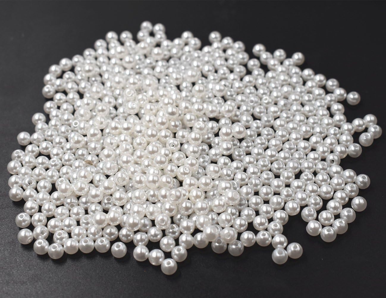 RayLineDo® 500 Pieces 6mm Round Plastic Imitation Pearl Beads DIY Jewellery Making Loose Beads in White - Image 3