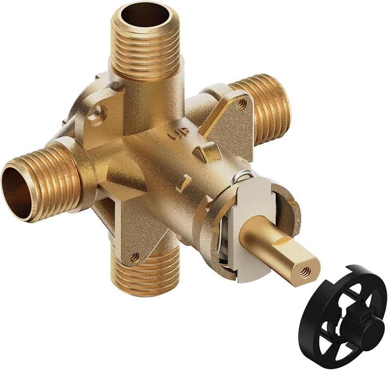 2510 Shower Valve, Compatible with Moen Posi-Temp Valve,1/2 Inch Connection，4-Port, Male Threaded, Brass