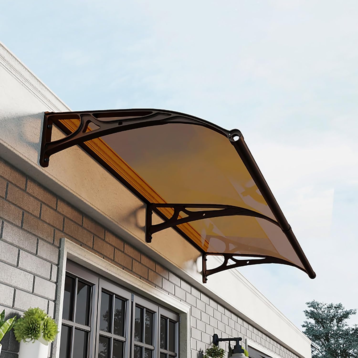 Aluminum Frame Polycarbonate Awning, Entryway Canopy & Window Cover, Rain Protection for Home, Balcony, Garage - 60x100cm (23.6x39.4in)