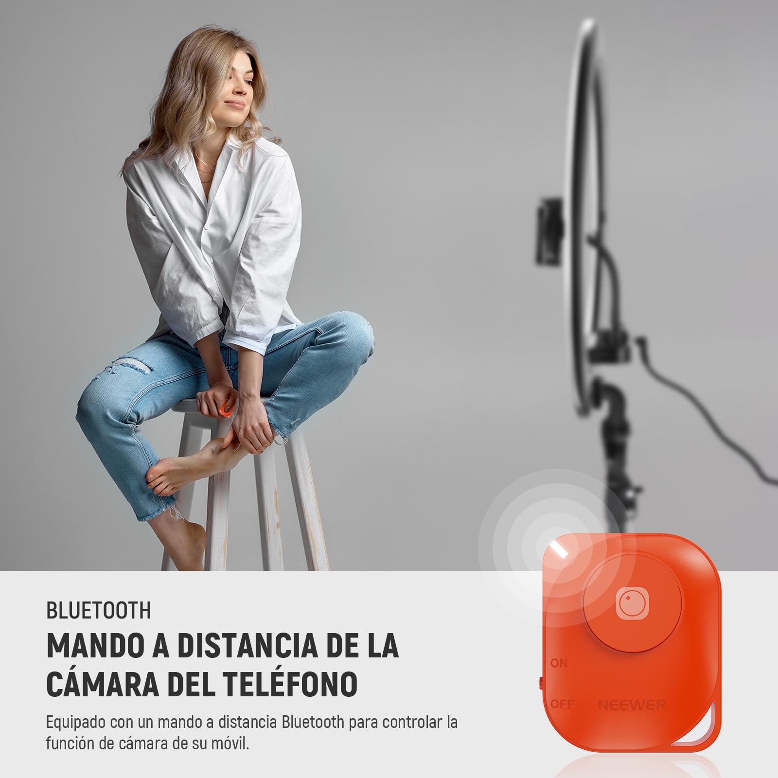 NEEWER RP18B Pro Aro de Luz 18" con Trípode y Soporte para Móvil, Compatible con iPhone, 45W 2900K-7000K App Control, Paño de Limpieza, Vídeo Selfie Maquillaje Estudio Iluminación de Streaming, Negro