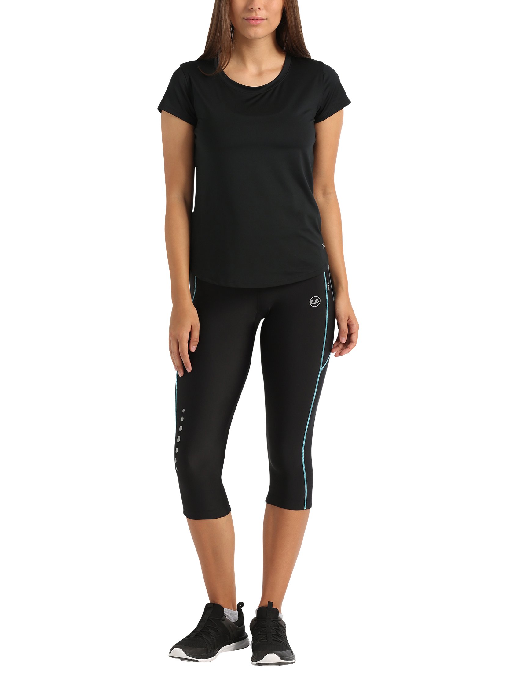 Ultrasport Damen Laufhose 3/4 Kompressionswirkung und Quick-Dry-Funktion