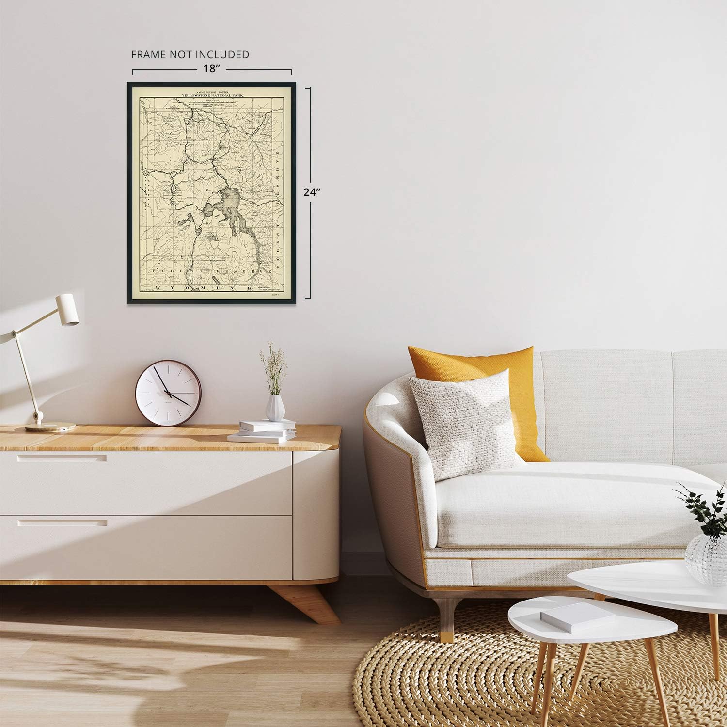HISTORIX Vintage 1900 Yellowstone National Park Map of the Tourist Routes Poster - 18x24 Inch Vintage Map of Yellowstone Wall Art - From United States Office of the Chief of Engineers