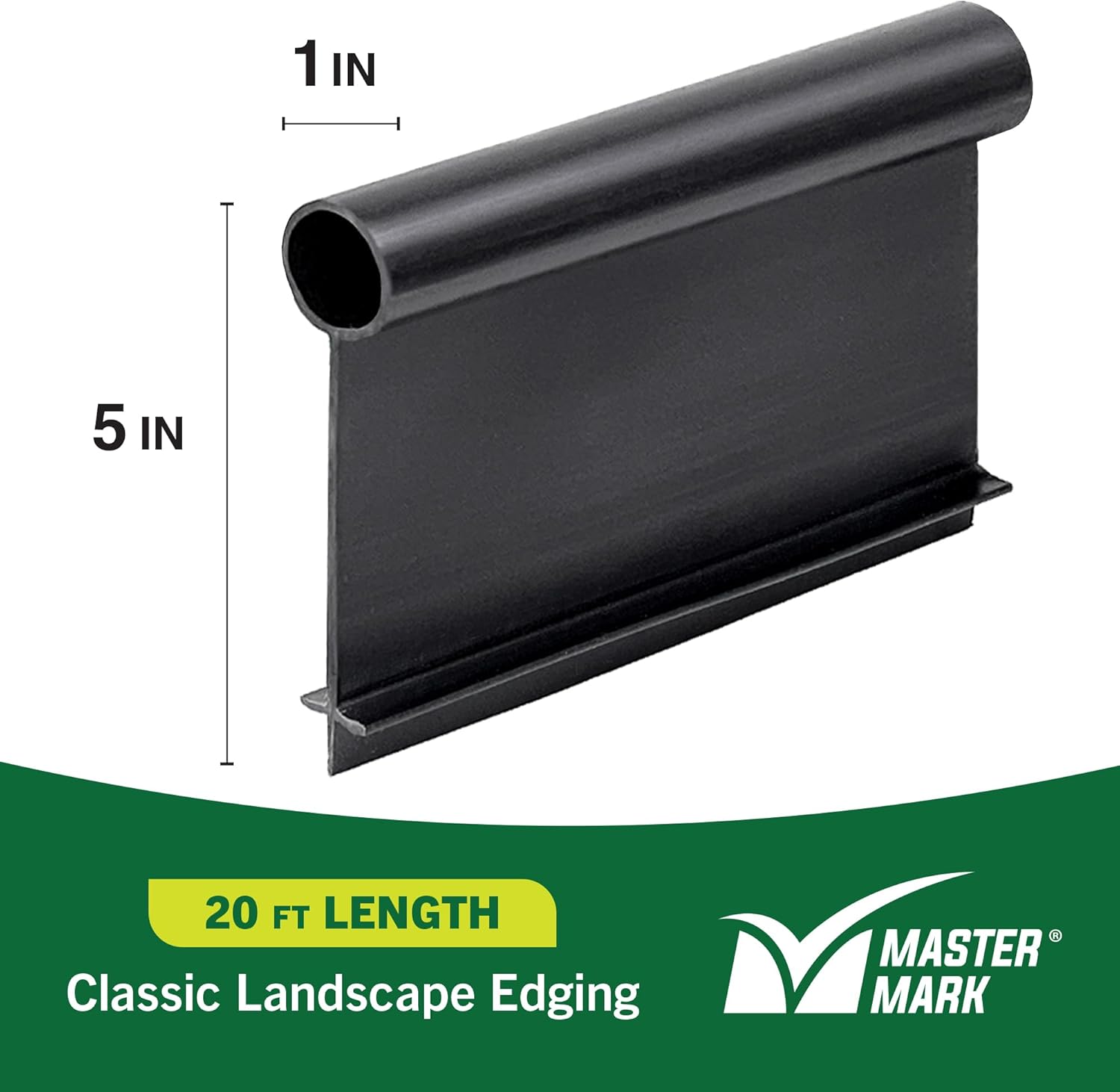 Master Mark Pro Landscape Edging Kit – 5 Inch x 20 Ft Heavy‑Duty Garden Border with YardPack (10 Spikes & 2 Connectors), Flexible Lawn Edging for Flower Beds, Gardens, Tree Rings and Landscaping