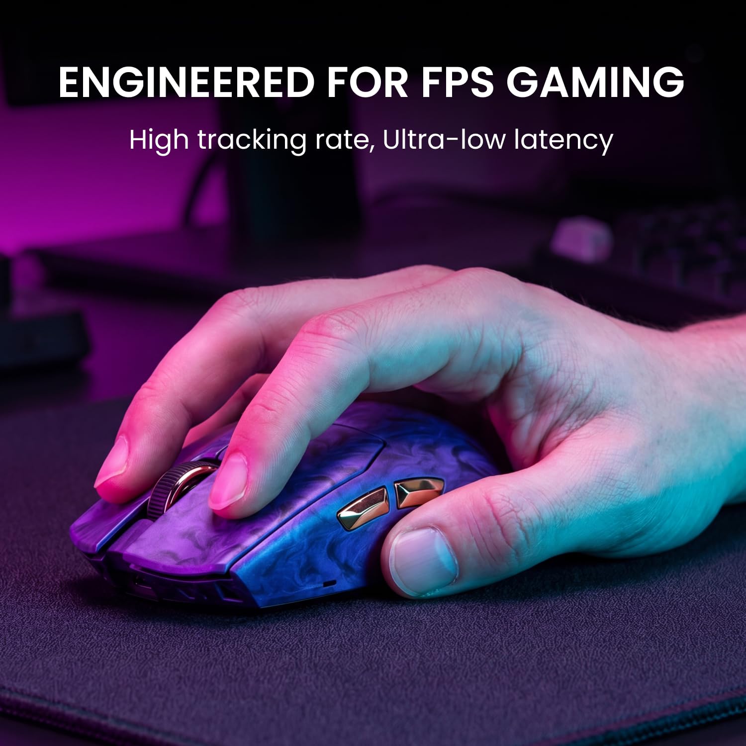 EWEADN Mouse para jogos sem fio de fibra de carbono Z7 com 42000