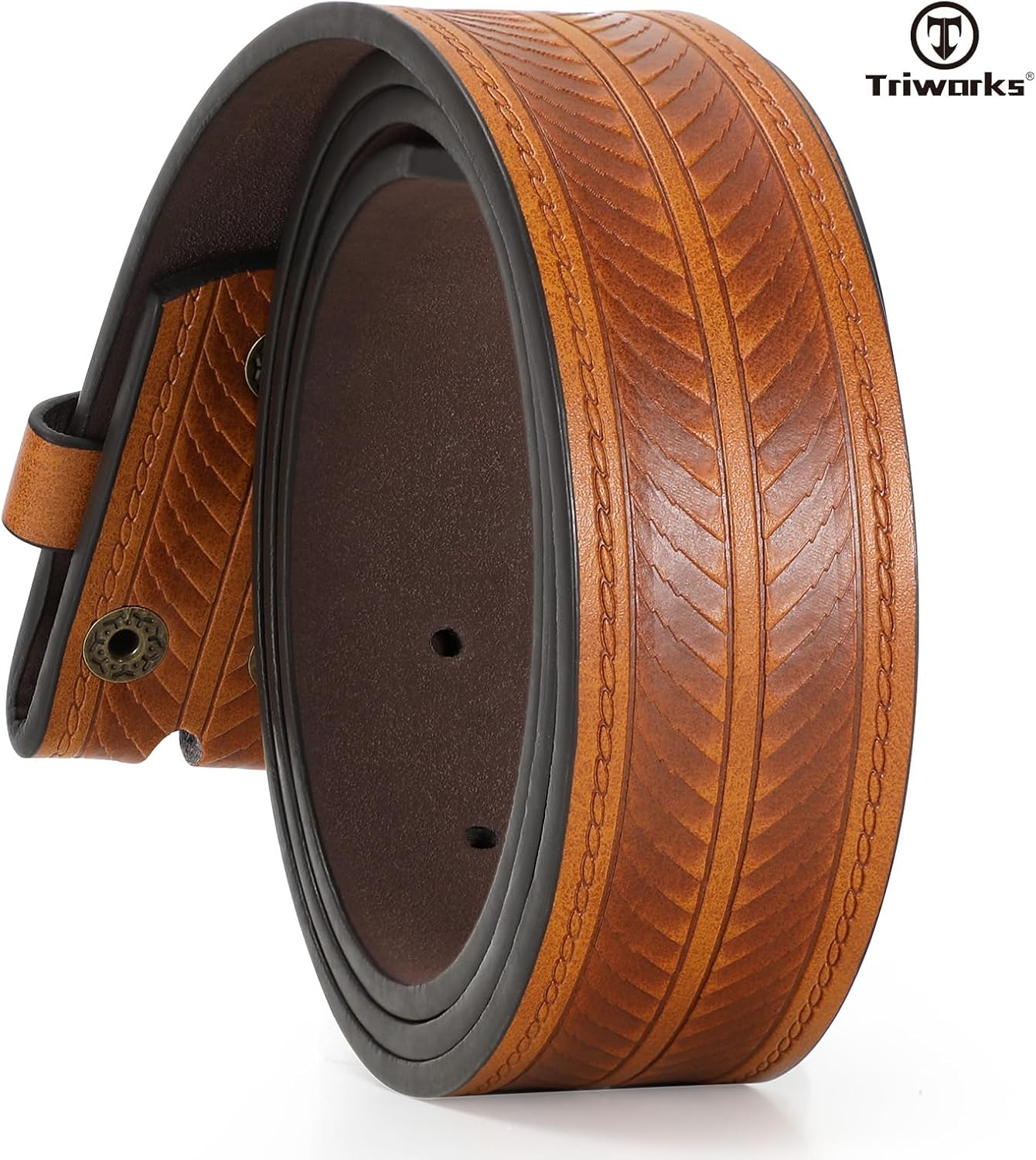 TRIWORKS Western Belts for Men without Buckle Cowboy Cowgirl Leather Belts Strap for Jeans - Image 3
