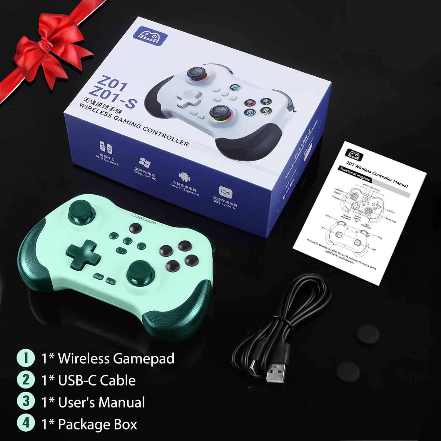 Coolaado Wireless Controller for Xbox/Swtich/PS3/4, Bluetooth Handheld Gaming Joysticks Gamepad Compatible With iPhone/Andriod Phones/PC (Green) - Image 7