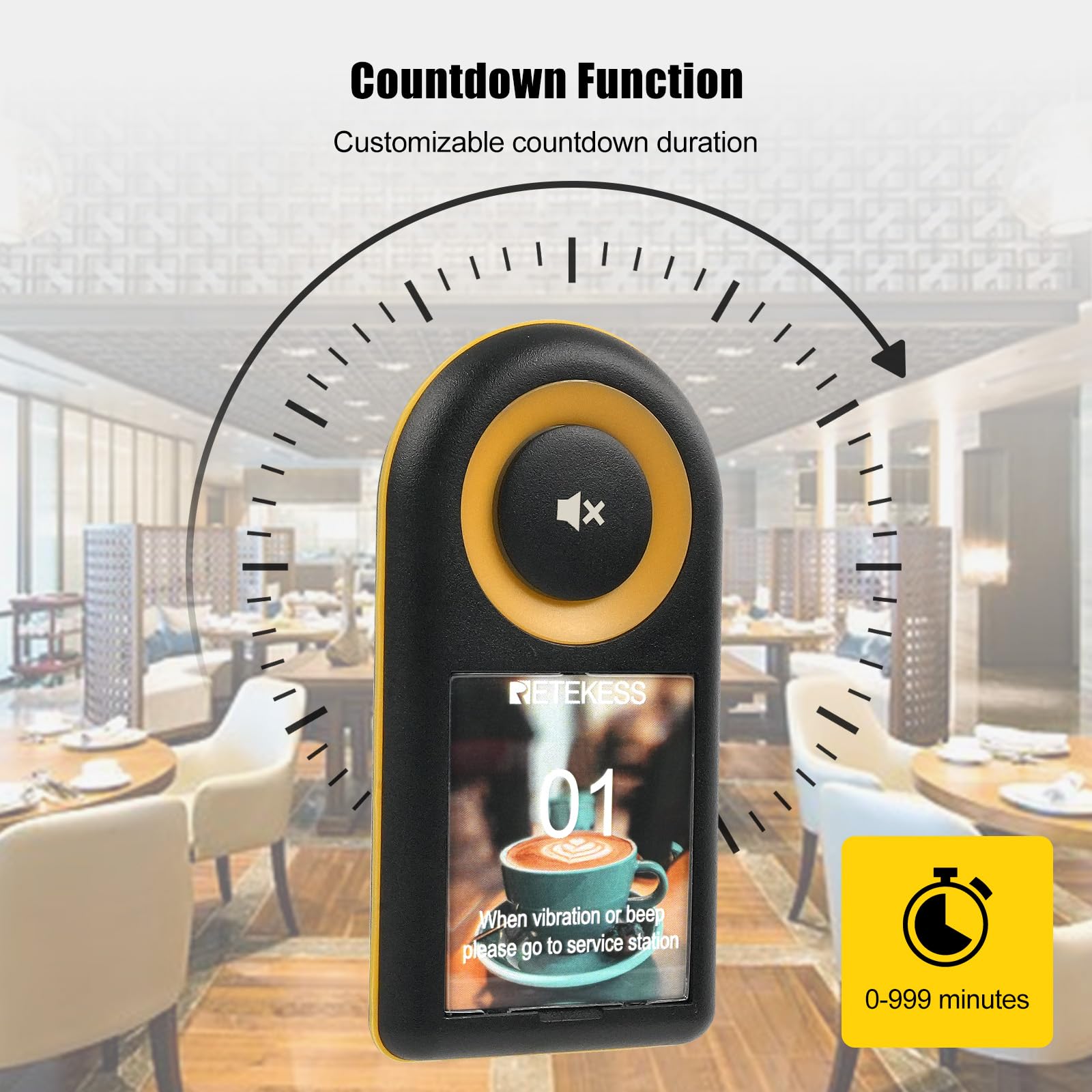 Retekess TD169 Buscapersonas Restaurante, 500M Avisadores Hosteleria, 20 Buscapersonas, 3 Niveles de Volumen, 7 Tonos de Llamada, con Vibración, 300mAh 24H, Avisadores Clientes para Café, Bare, Hotel