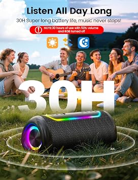 UOHHBOE 30W Bluetooth Speaker, Waterproof Portable Speaker with Deep Bass