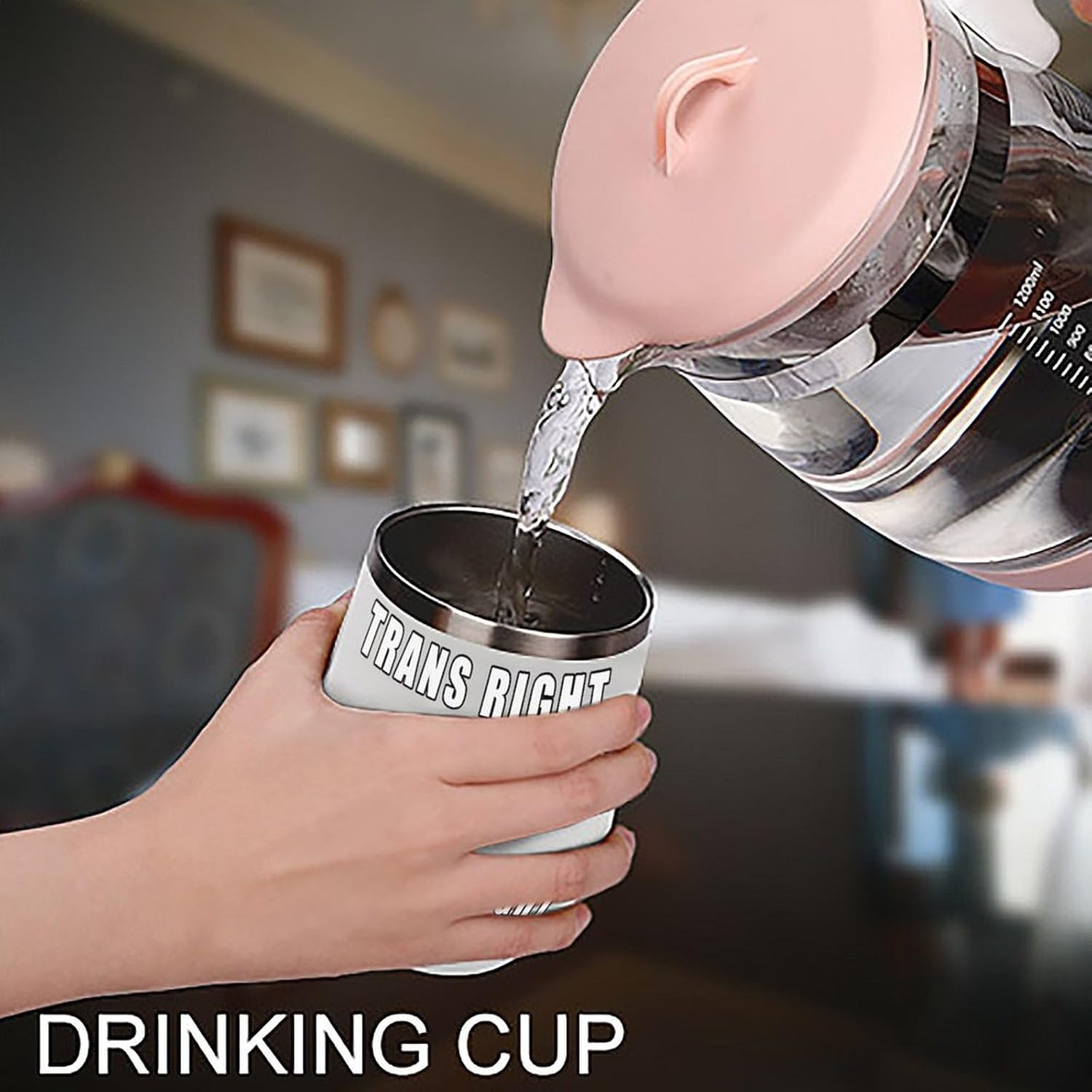 Trans Right Are Human Right Insulated Drinking Cup Stainless Steel Coffee Mug Wine Tumbler with Lid 12OZ