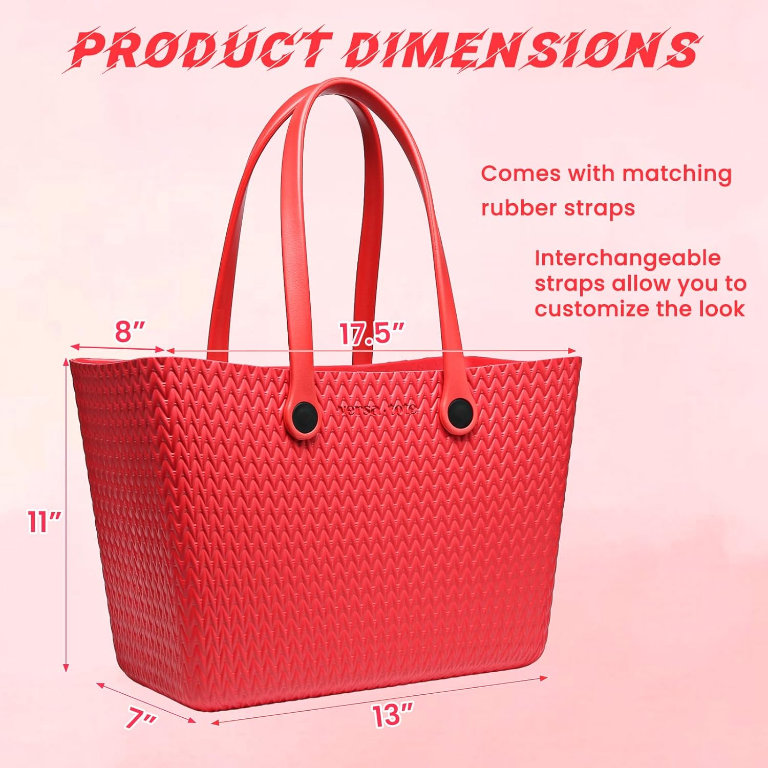 CARRIE All Textured Large Rubber Beach Bag Lightweight Waterproof Washable Durable Travel Tote for Boat Pool Sports Gym - Image 5