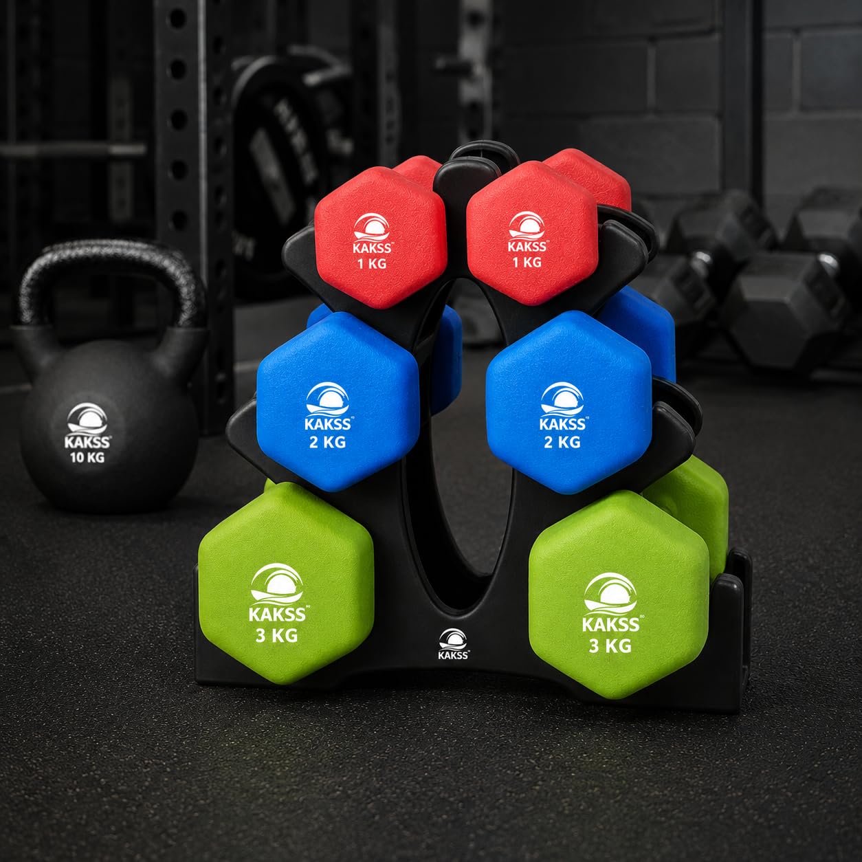 Kakss Neoprene Dumbbell Sets - 1kg, 2kg, 3kg -2 Kakss Neoprene Dumbbell Sets - 1kg, 2kg, 3kg -2