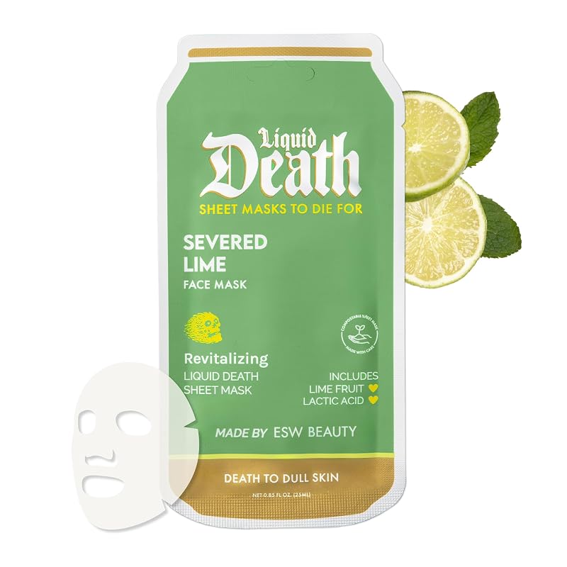 Máscara facial em folha Severed Lime Liquid Death x ESW Beauty, 1 unidade