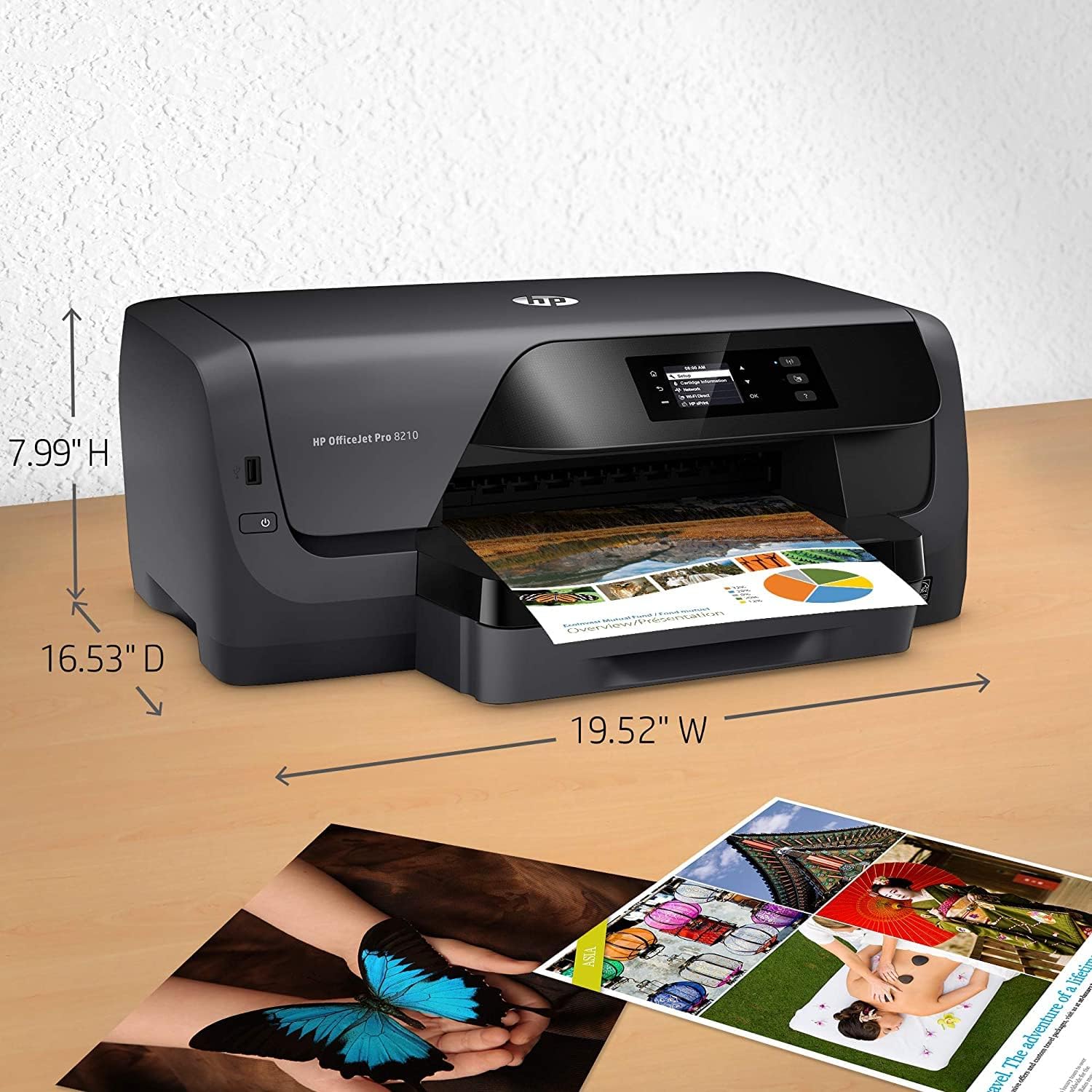 Amazon.com: HP OfficeJet Pro 8210 Wireless Color Printer for Home Business,  2.0” Mono Display, auto 2-Sided Color Printing, 250-sheet Capacity Paper  Tray, Copy Print +USB Cable : Office Products