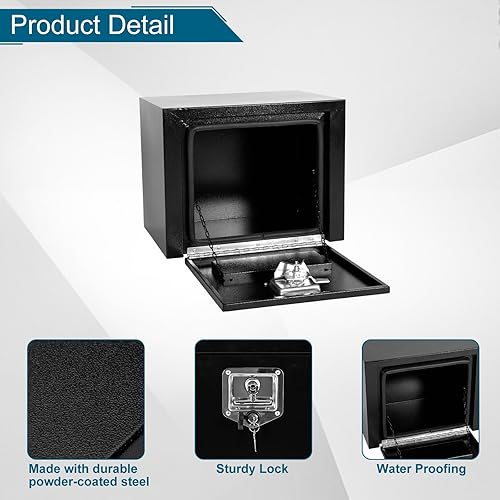 Miniatura 22 de Caja de acero para camión, 30 x 18 x 18 pulgadas, caja de acero resistente para remolque, caja de herramientas para camión, organizador