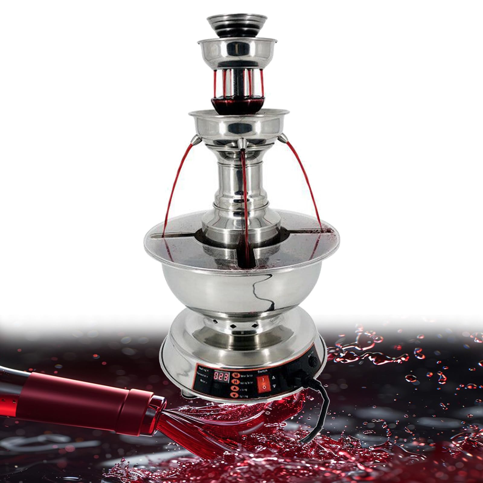 YXZYFPP 3-Tier Wine Fountain Machine 3.5l Capacity Temperature Regulating Juice Fountain Champagne Fountain Machine Wine Dispenser for Wedding Bar Party