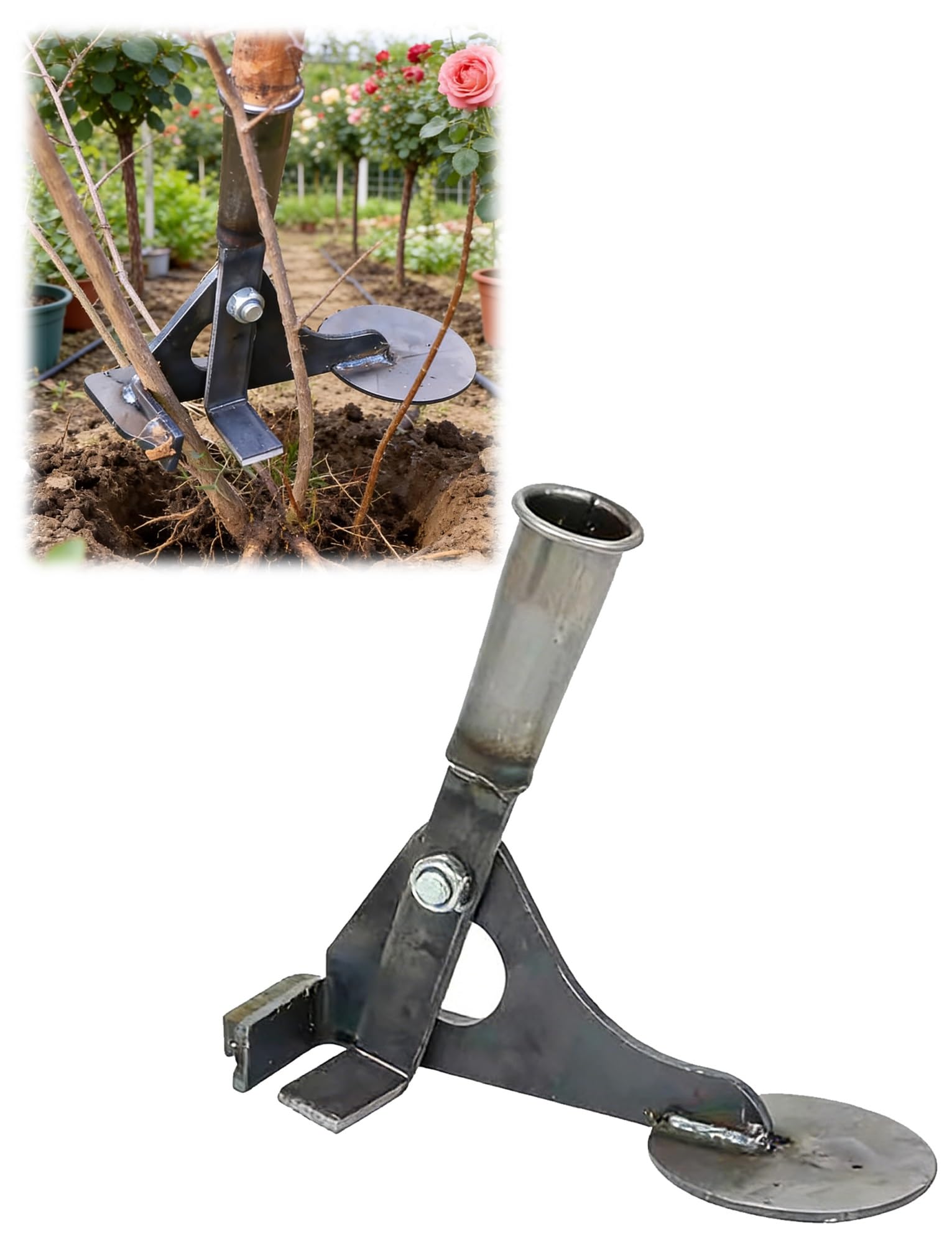 Narzędzie do usuwania korzeni drzew | Sad na farmie Black One Garden: Pniak z korzeniami drzew, płot po drzewku Ekstrakcja chwastów(A-no handle)