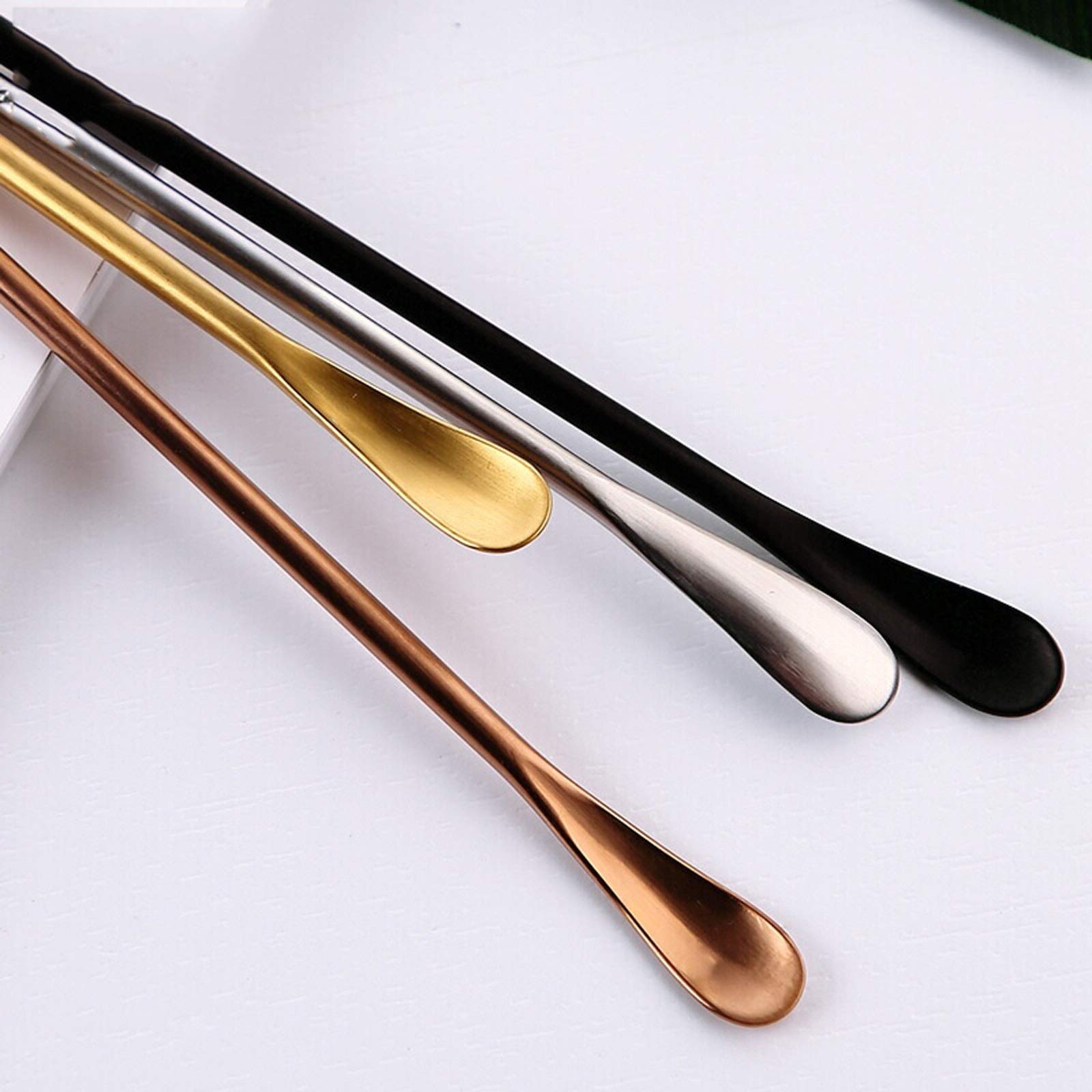 TOMYEUS Cucchiai Cinesi Barra da Stiro, cucchiai da Bar, 4 Pezzi Cocktail Agitatore 304 Cucchiaio da miscelazione in Acciaio Inox, for Barista o Uso Domestico (4 Colori) Cucchiai da minestra