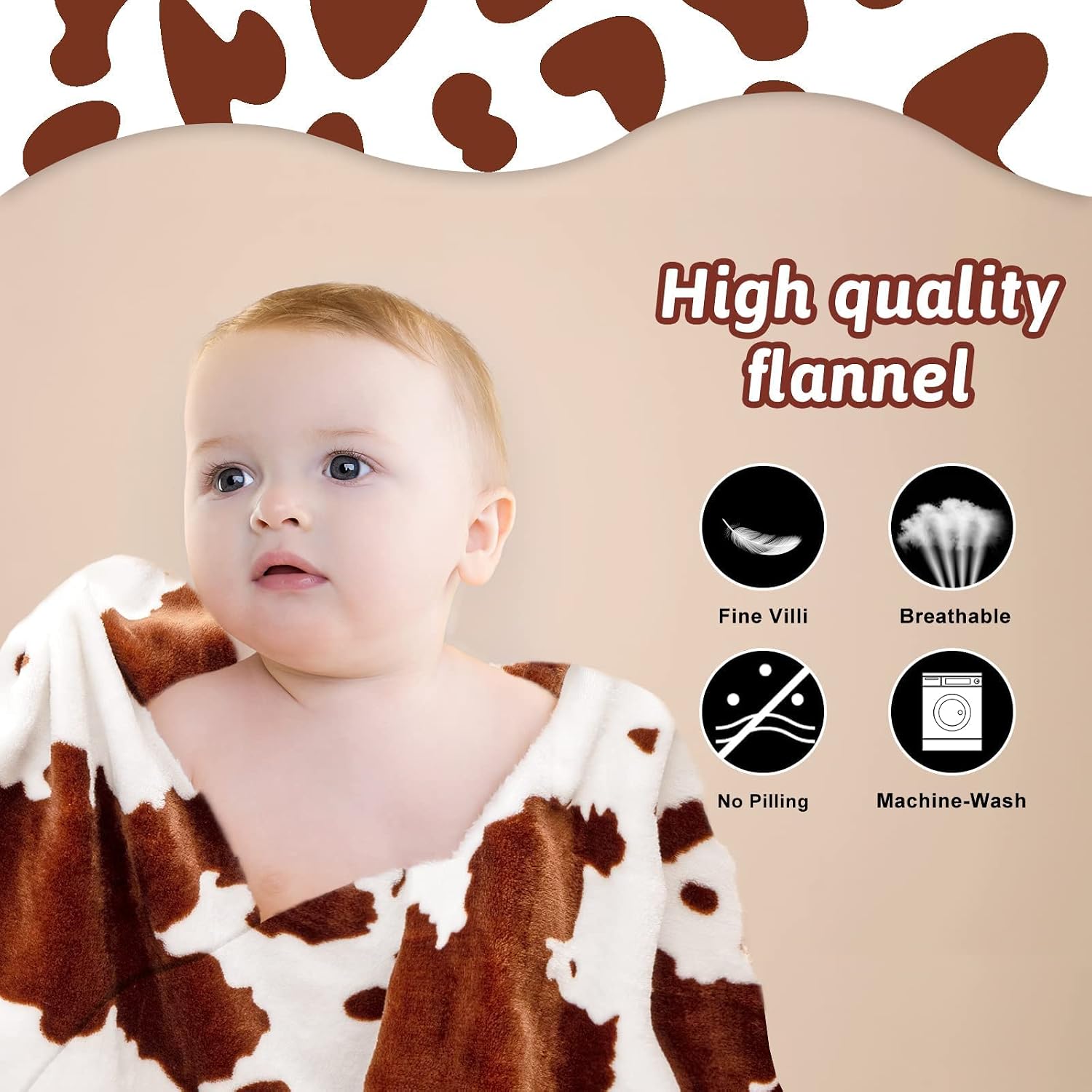 LAGHCAT Cow Blanket, Super Soft Flannel Cow Throw Blanket for Kids Adults, Suitable for Room Decor, Lightweight Travel Blanket, Cozy Plush Can Keep You Warm All The Time. (59"x79")
