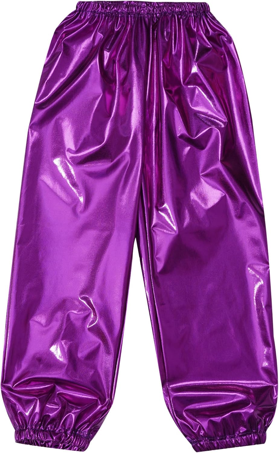 Linjinx Kids Girls Shiny Metallic Hip Hop Jazz Dance Pants Elastic Waist Wide Leg Trousers Performance Dance