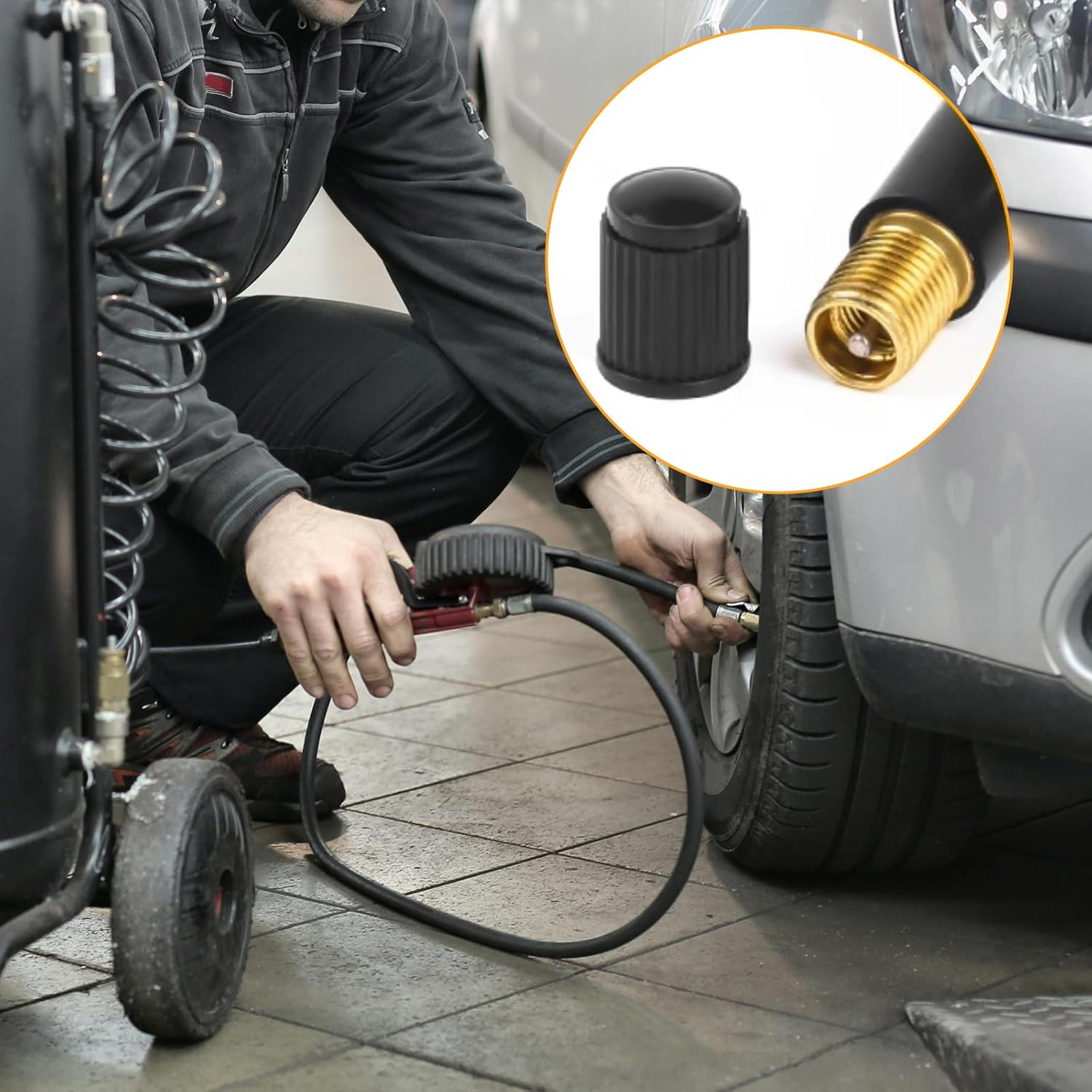 160 Pieces TR413 Valve Stems Tubeless Rubber Snap-in Valve Stems, for 0.453 inch Rim Holes on Standard Vehicle Tires, Black, Standard Length, Replacement for Car Tubeless Rims