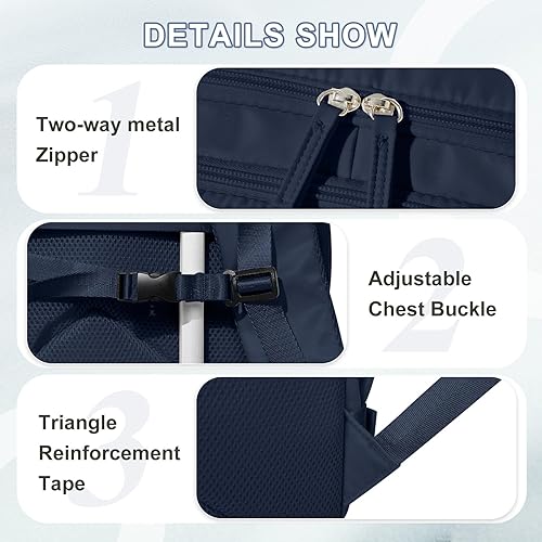 Vista 351 de VECAVE Mochila de viaje para laptop, mochila aprobada para vuelos,Mochila deportiva para universidad casual, E-peacockblue, Mochila para laptop