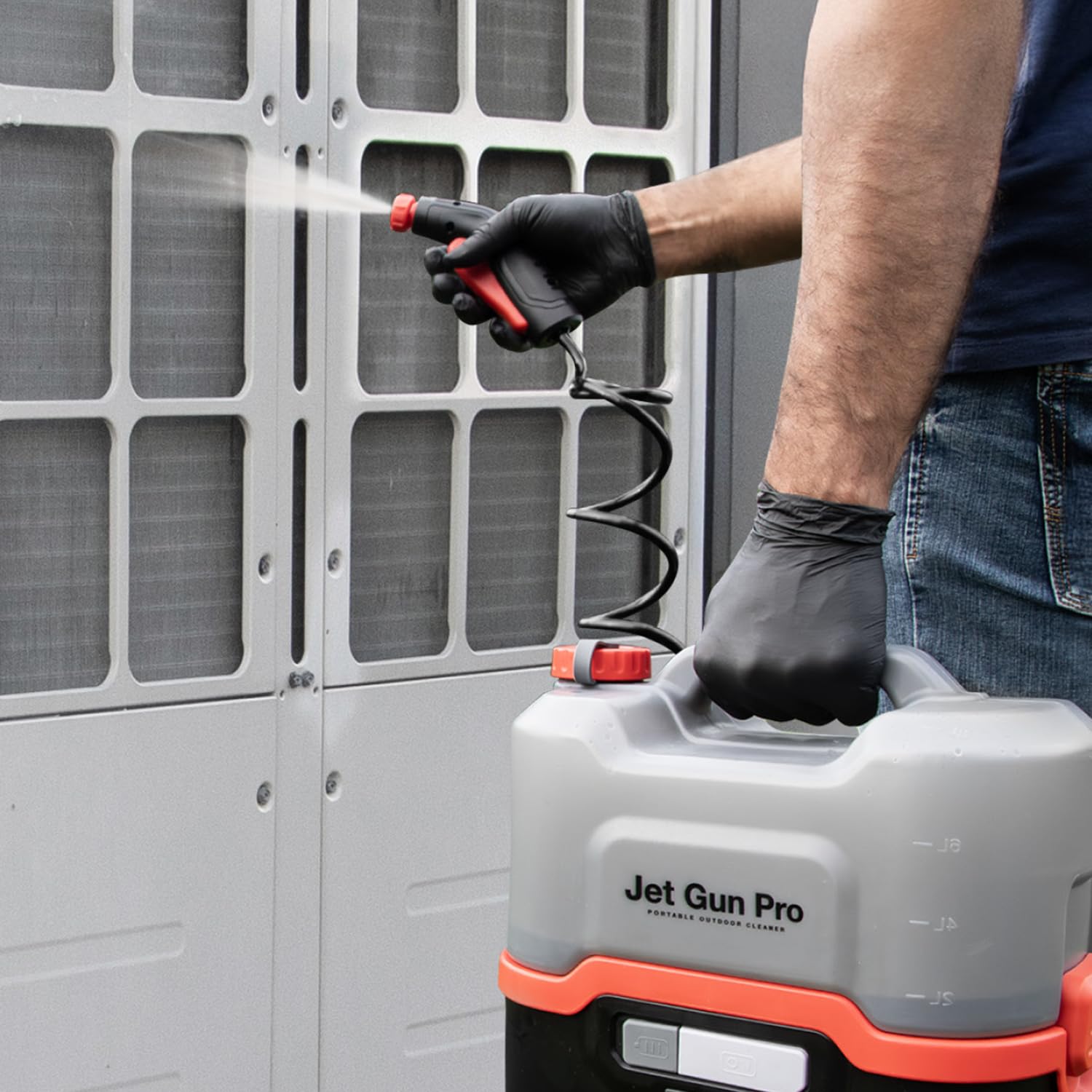 Errecom Kit Nettoyage Climatisation : JET GUN PRO+ Nettoyeur Haute Pression Portable, Clima-Net 1L Nettoyant Unité Intérieure/Extérieure, A/C Tabs Tablettes Climatisation, Housse Murale Wally, Gants