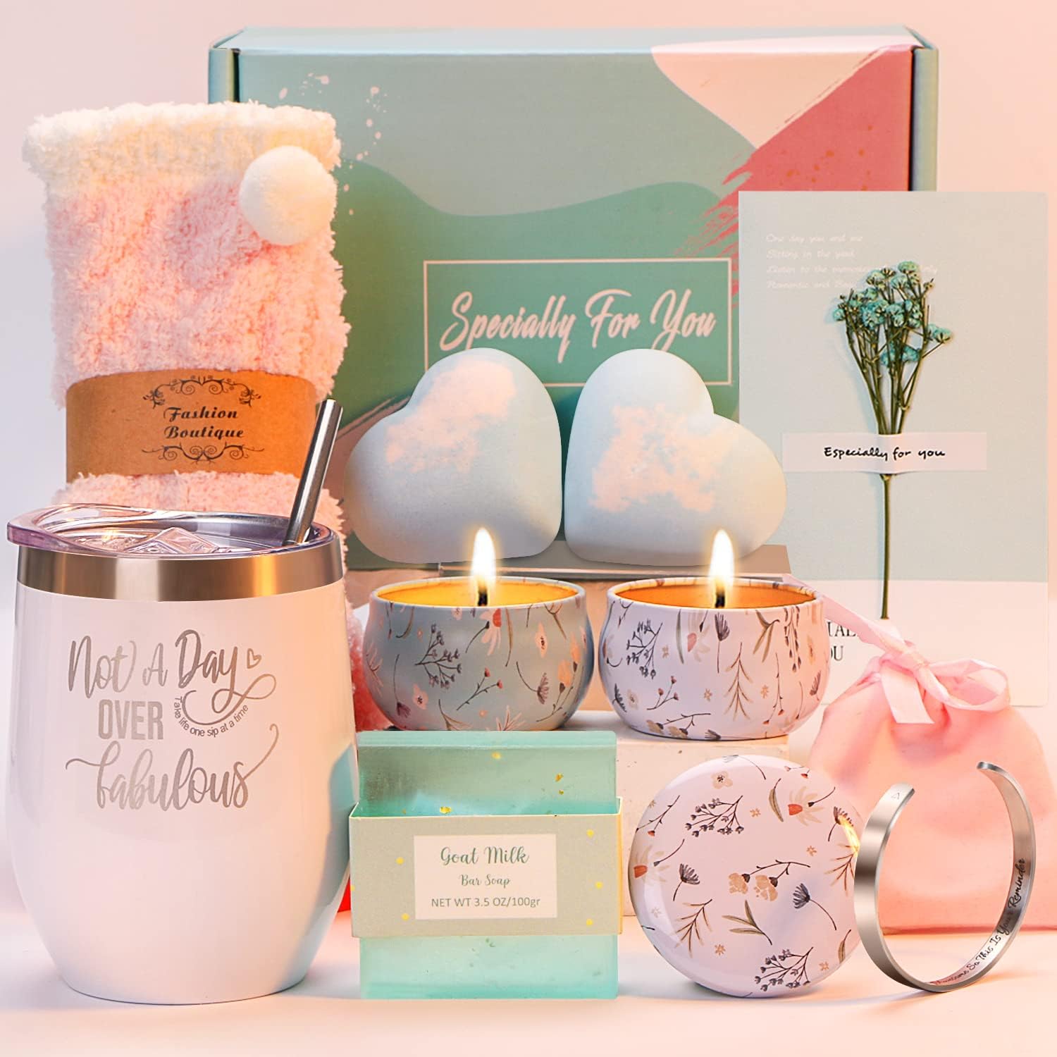 Happy Birthday Gifts for Women, Unique Gifts for Her Best Friend Mom Sister Wife, Relaxing Spa Gift Basket Care Package for Women Gift Set, Pampering Gifts Birthday Gift Box for Women Thank You Gifts