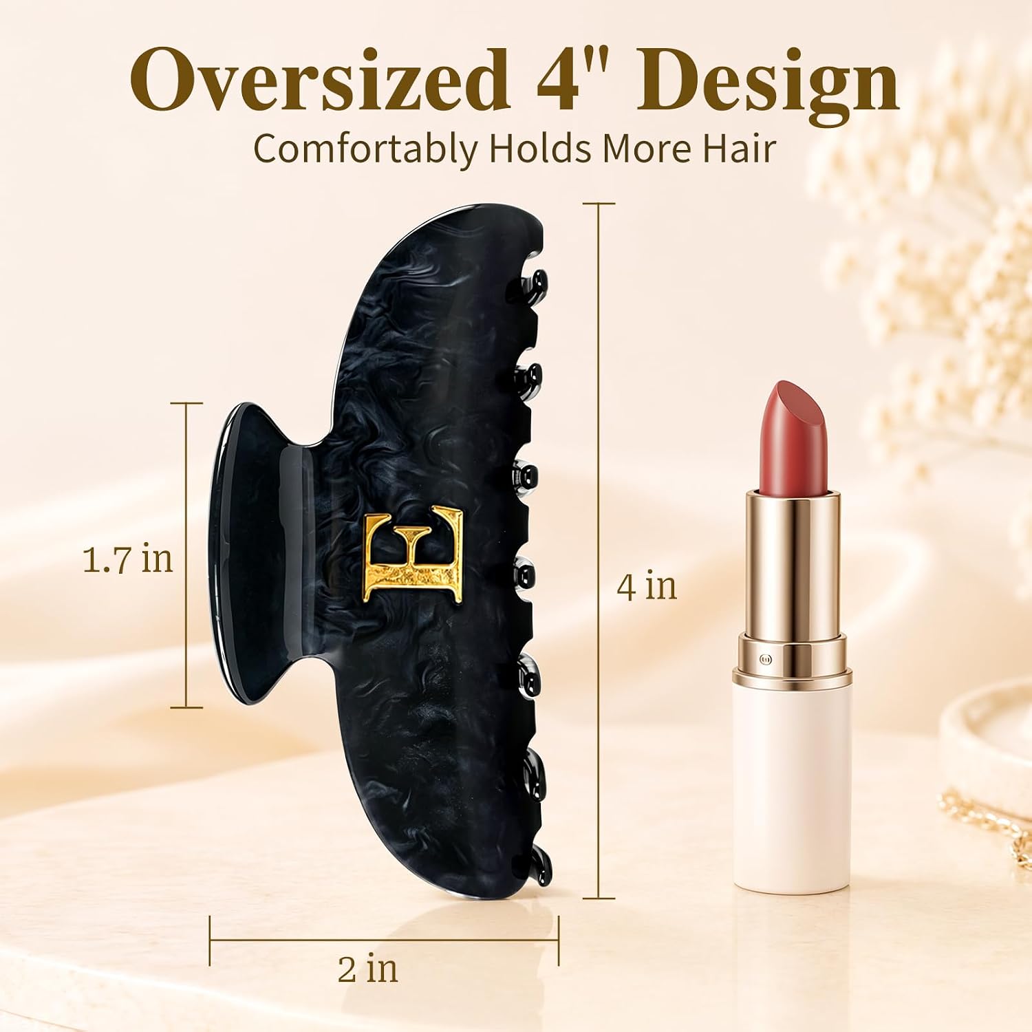 4 Inch Large Initial Hair Clips - Black E, Gift for Women Teen Girls image 5