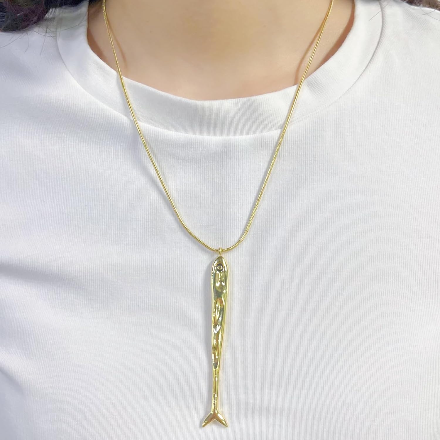 Fish Necklace for Women Sardine Necklace Gold Beach Fish Pendant Necklace Dainty Waterproof Jewelry Trendy Summer Ocean Jewelry - Image 4